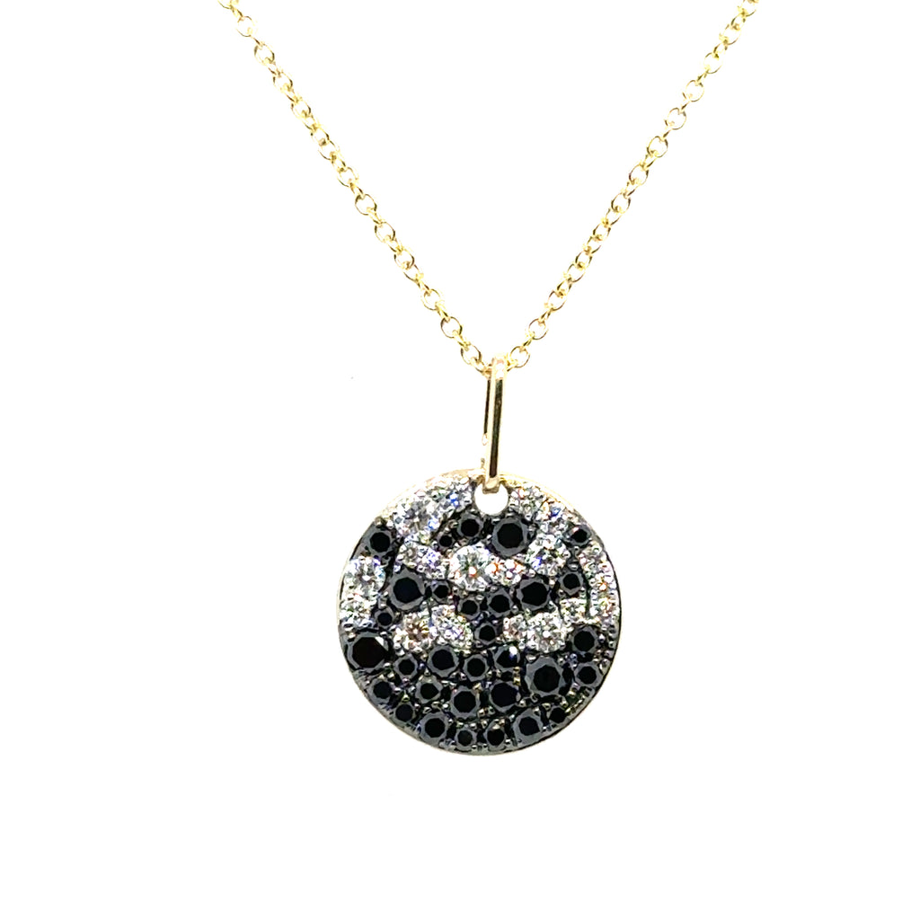 14K Yellow Gold Disc Diamond Pendant