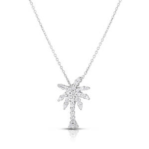 18k White Gold Palm Tree Diamond Pendant