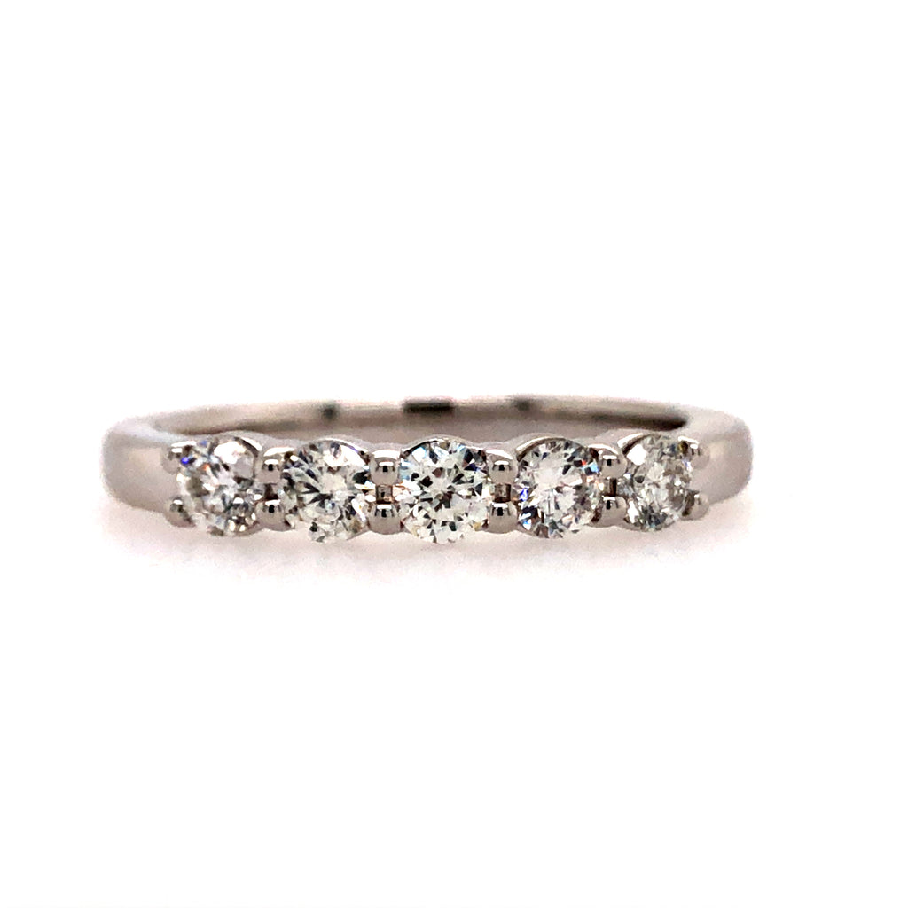 14k White Gold Five Stone Lakeshore Diamond Anniversary Ring