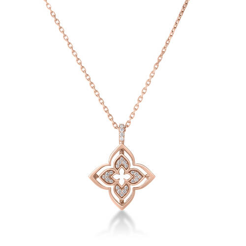 18K Rose Gold Flower Diamond And Mother Of Pearl Pendant - Roberto Coin Inc