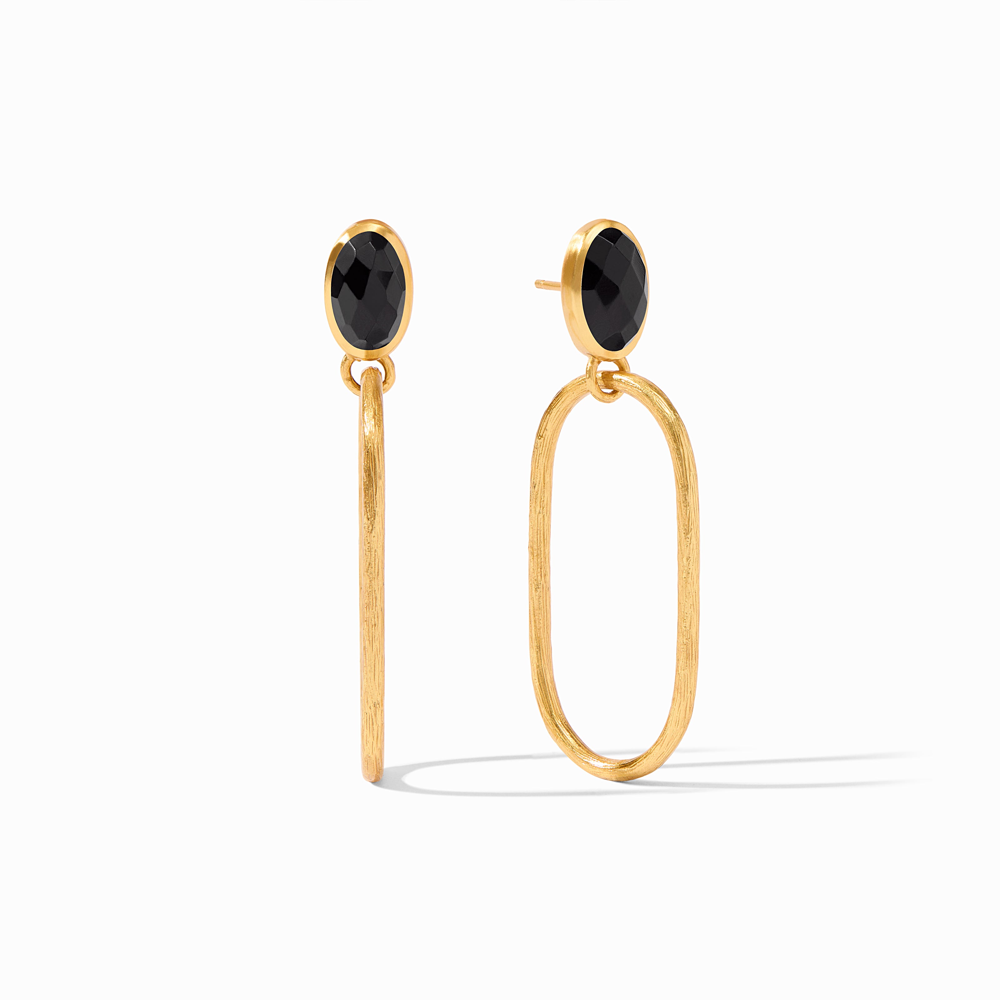 Gold Plated Black Obsidian Earrings