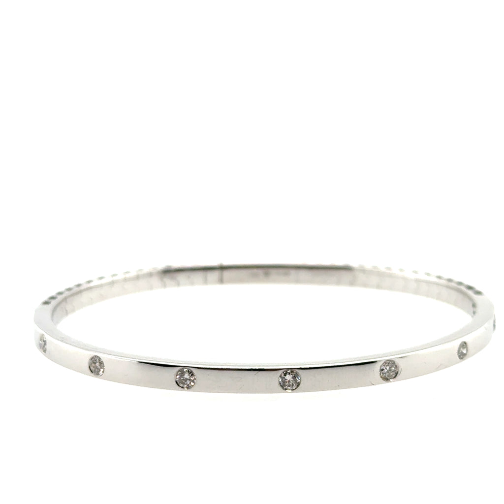 14k White Gold Diamond Bangle Bracelet