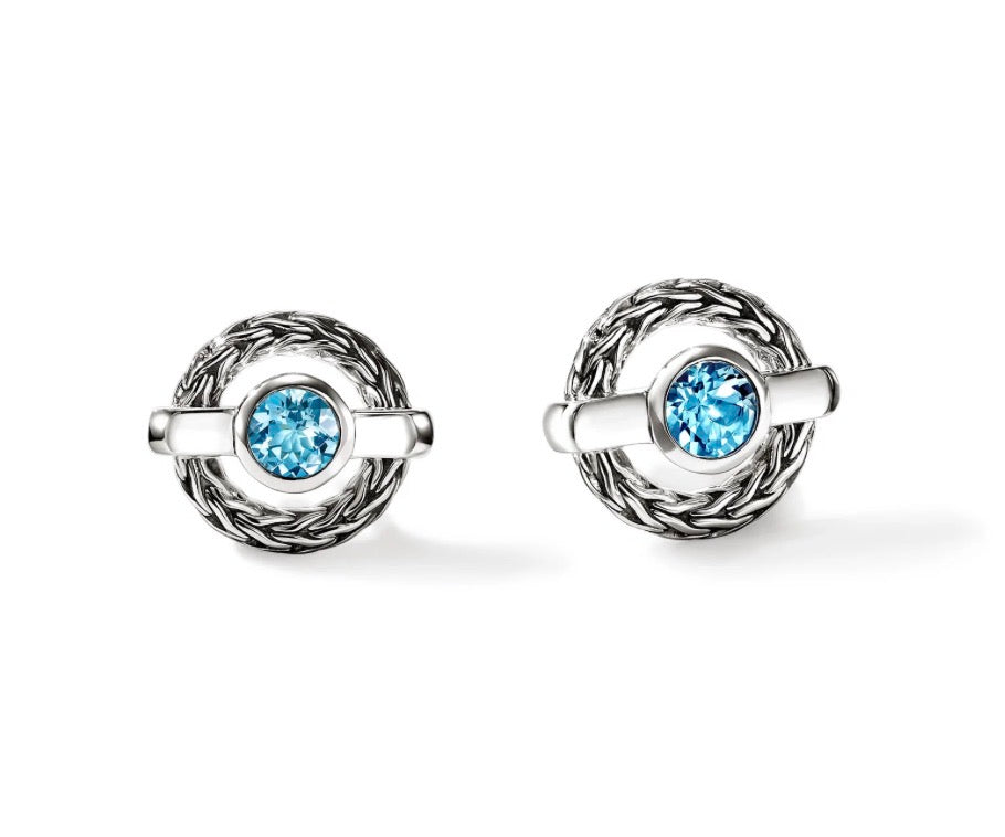 Sterling Silver Blue Topazes Earrings
