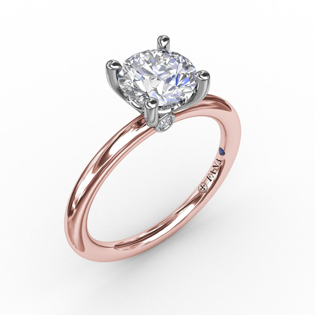 14K White And Rose Gold Classic Semi-Mount 
*center stone not included