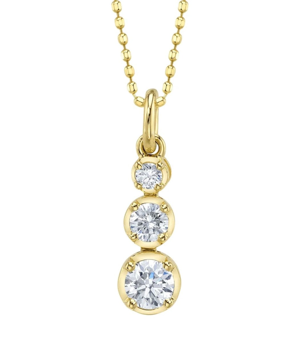 14 Karat 3 Stone Diamond Pendant