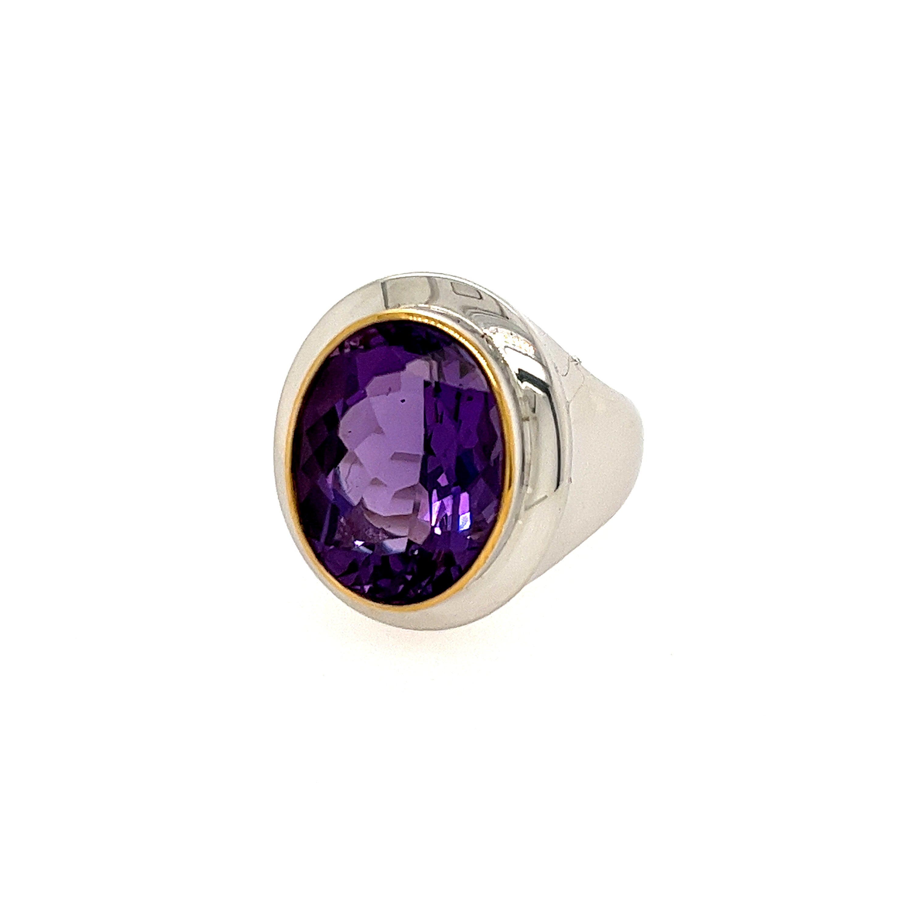 Sterling Silver And Gold Plated Amethyst Ring