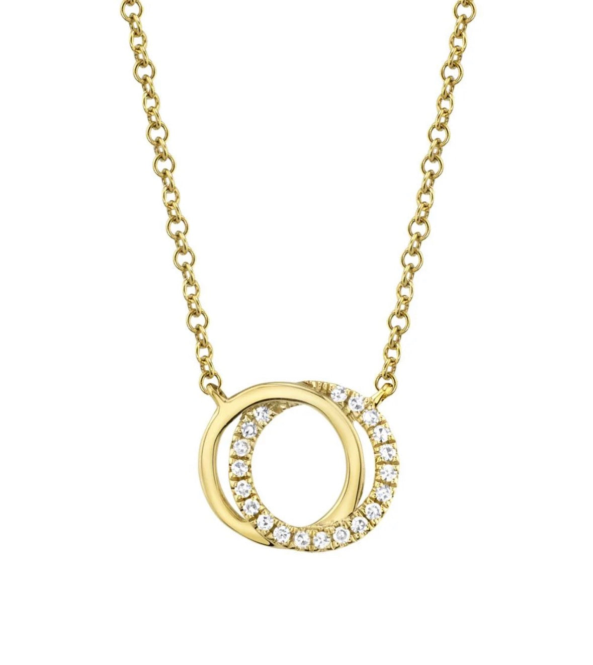 14K Yellow Gold Circle Diamond Necklace
