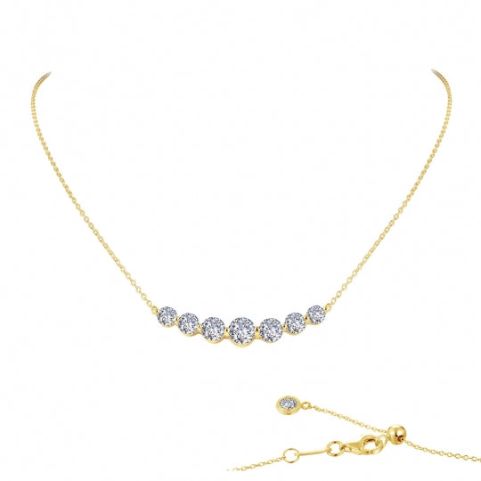 Gold Plated CZ Bar Necklace