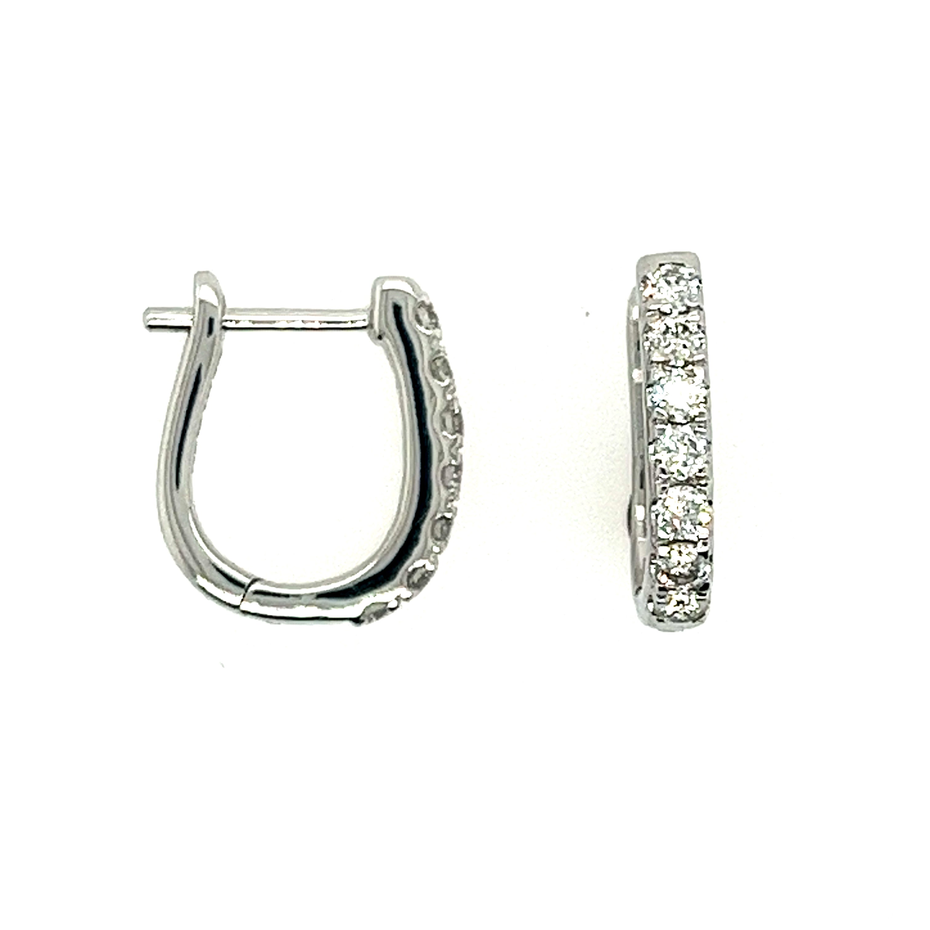 14k White Gold Small Hoop Diamond Earrings