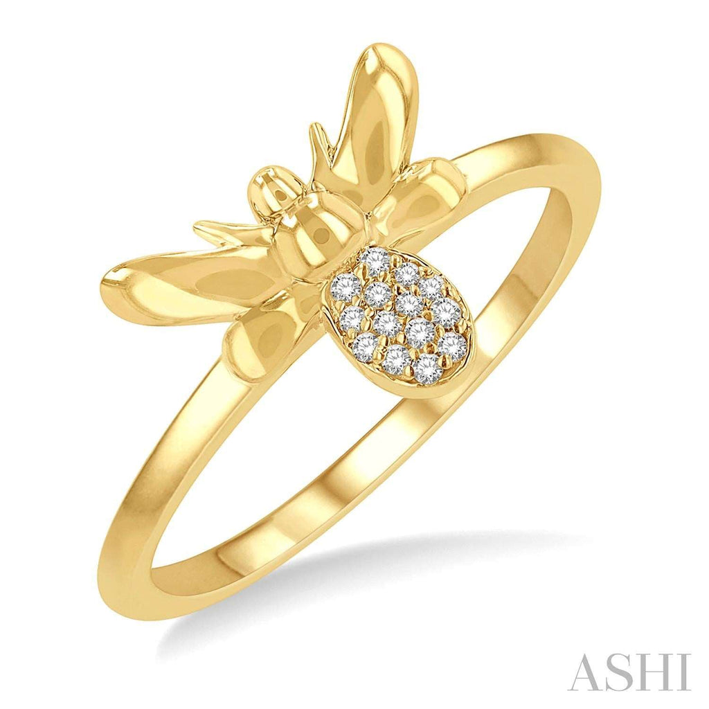 10K Yellow Gold Bee Diamond Fashion Ring