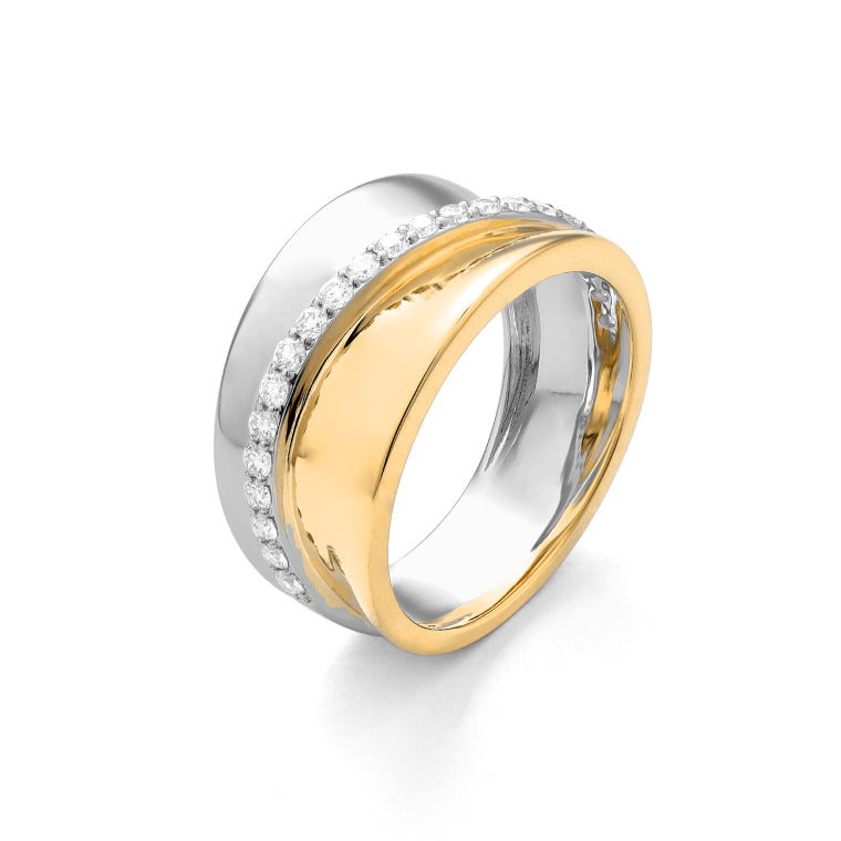 14K Yellow And White Gold Diamond Fashion Ring