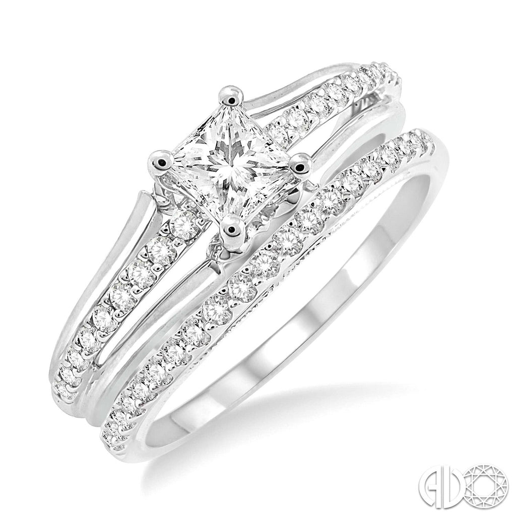 14k White Gold Modern Diamond Wedding Set