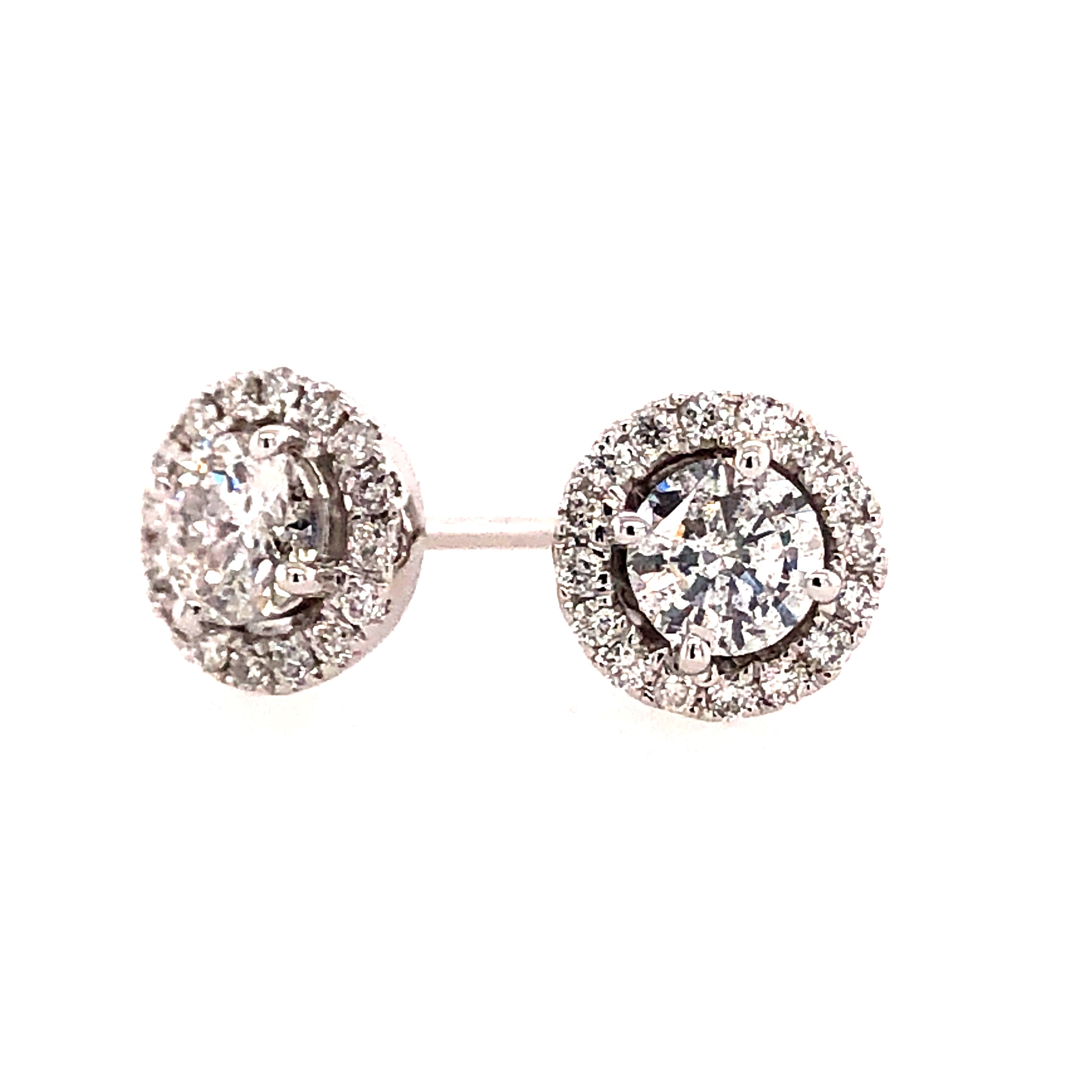 14k White Gold Halo Earrings