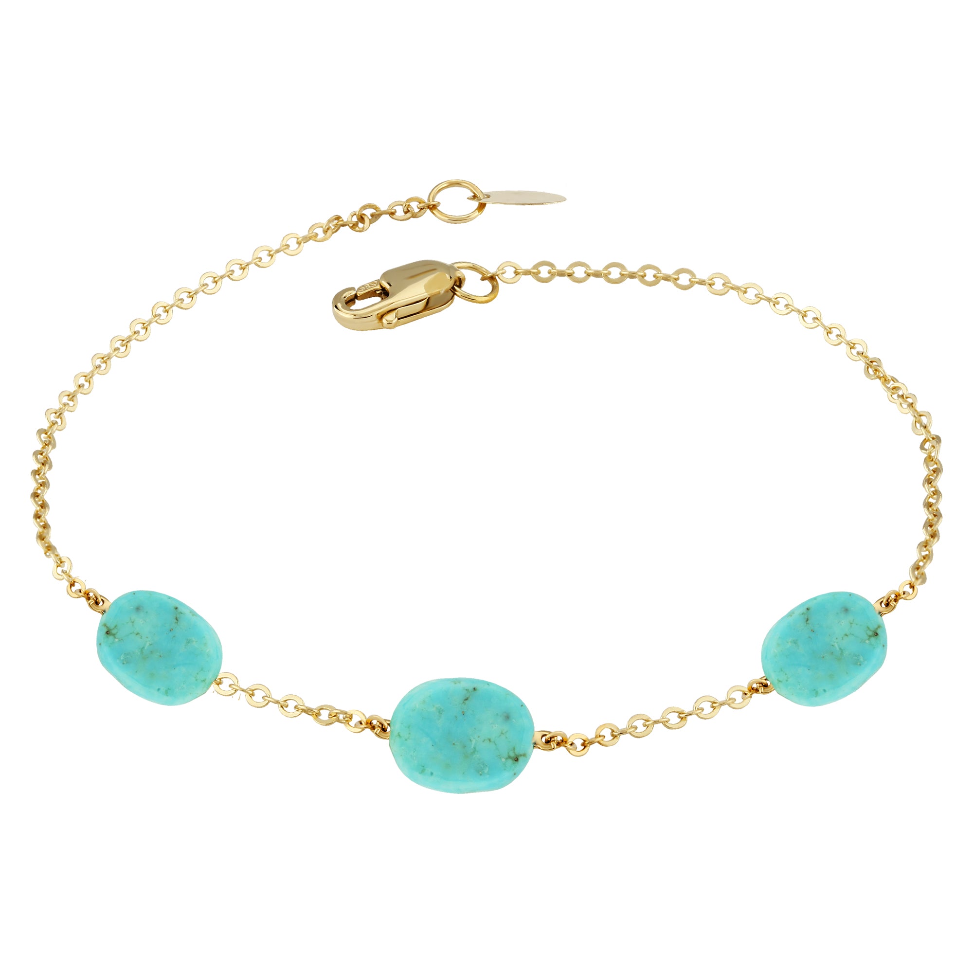 14K Yellow Gold Turquoises Bracelet