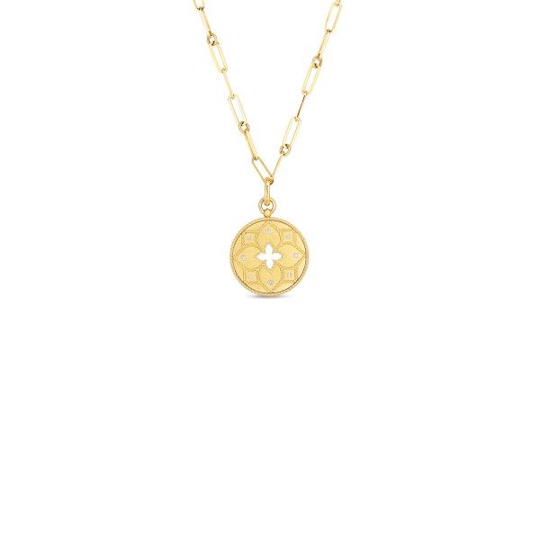 18K Yellow Gold Medallion Diamond Pendant