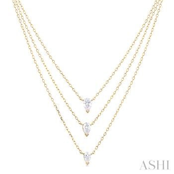 14K Yellow Gold 3 Stone Diamond Pendant