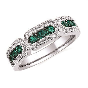 14k White Gold Emeralds Ring
