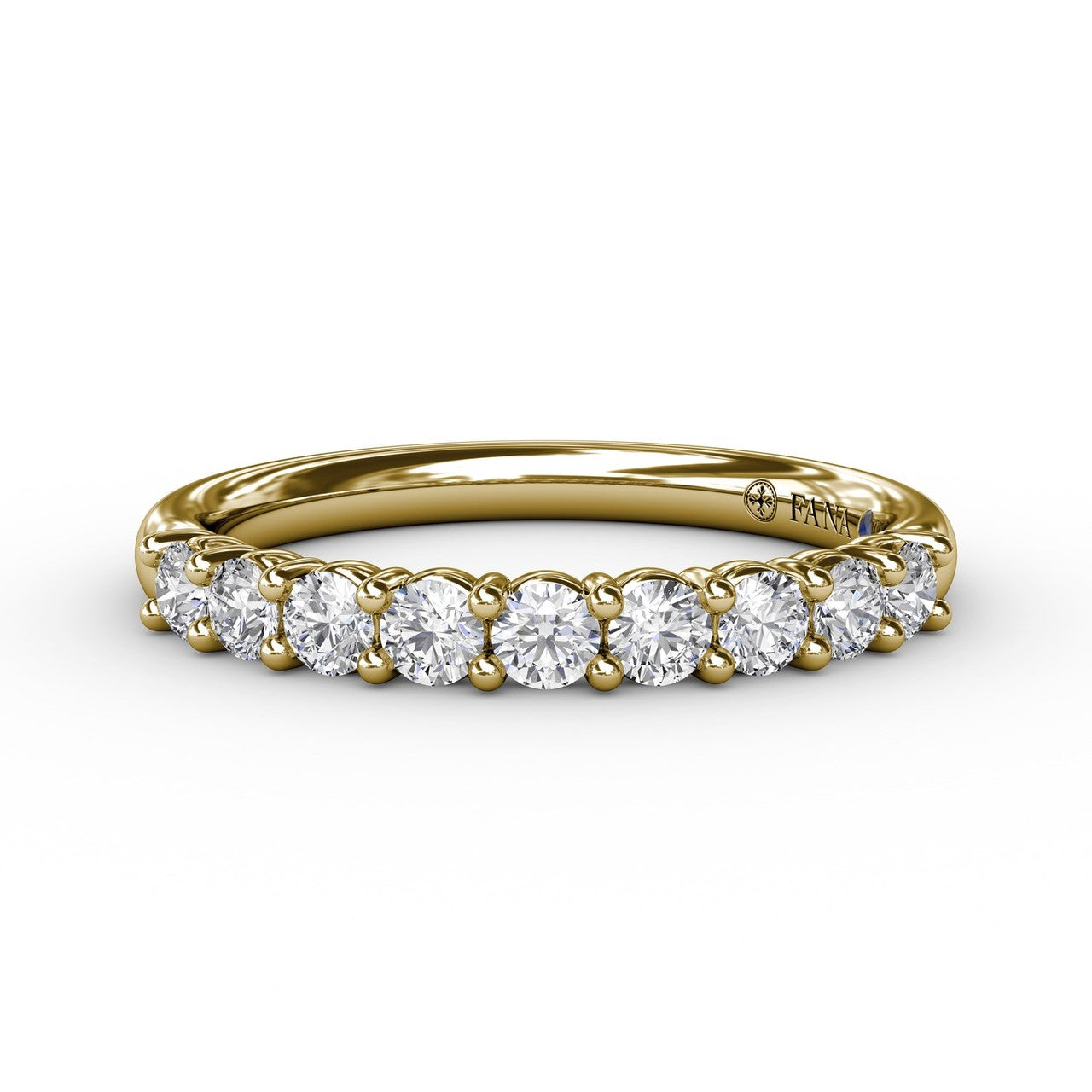 14K Yellow Gold Shared Prong Diamond Wedding Band