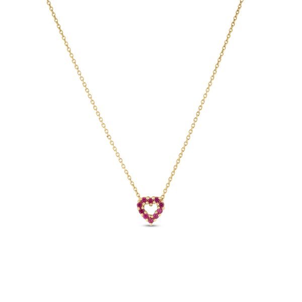 18K Yellow Gold Ruby And Diamond Heart Pendant