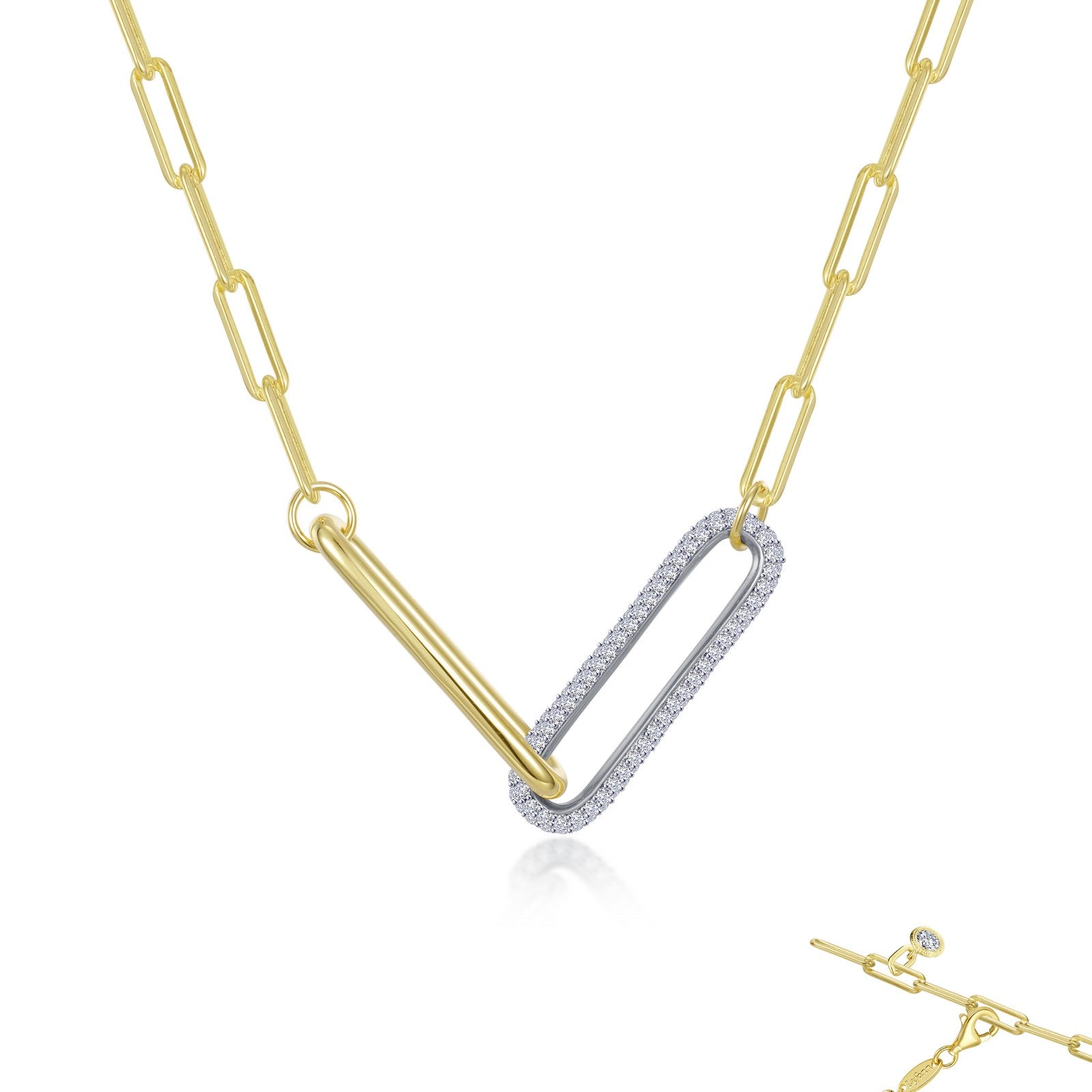 Sterling Silver And Gold Plated Cubic Zirconia Necklace
