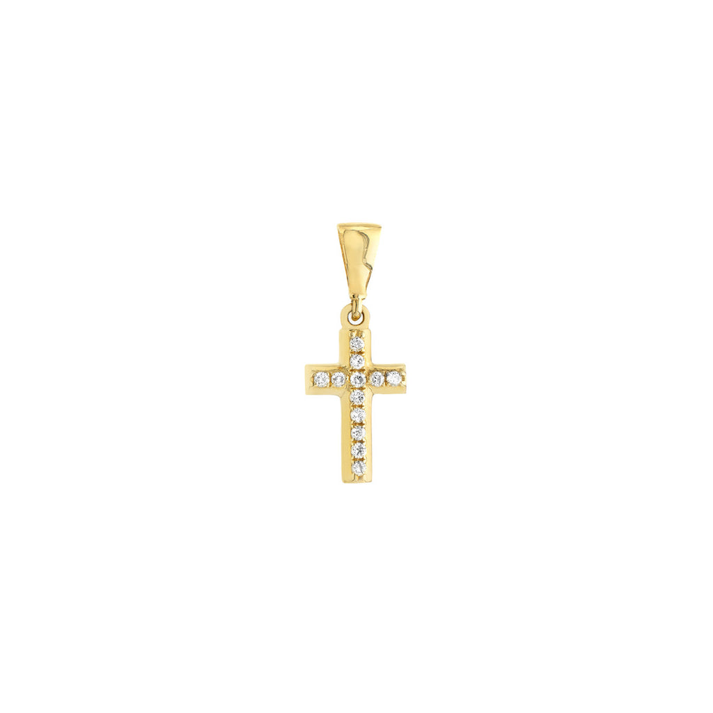 14K Yellow Gold Cross Diamond Pendant