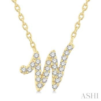 10 Karat Initial W Diamond Pendant