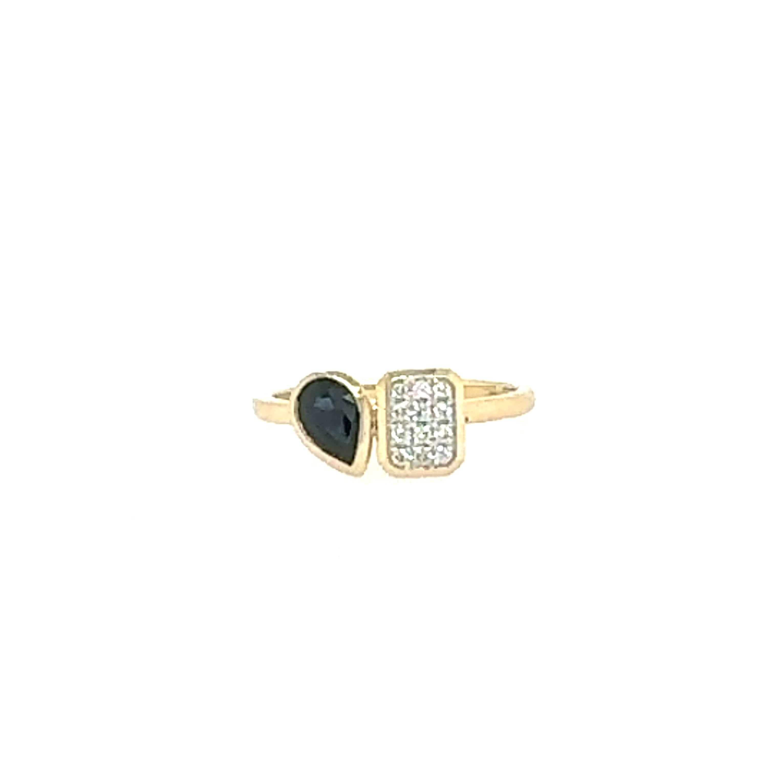 14K Yellow Gold Sapphire And Diamond Ring