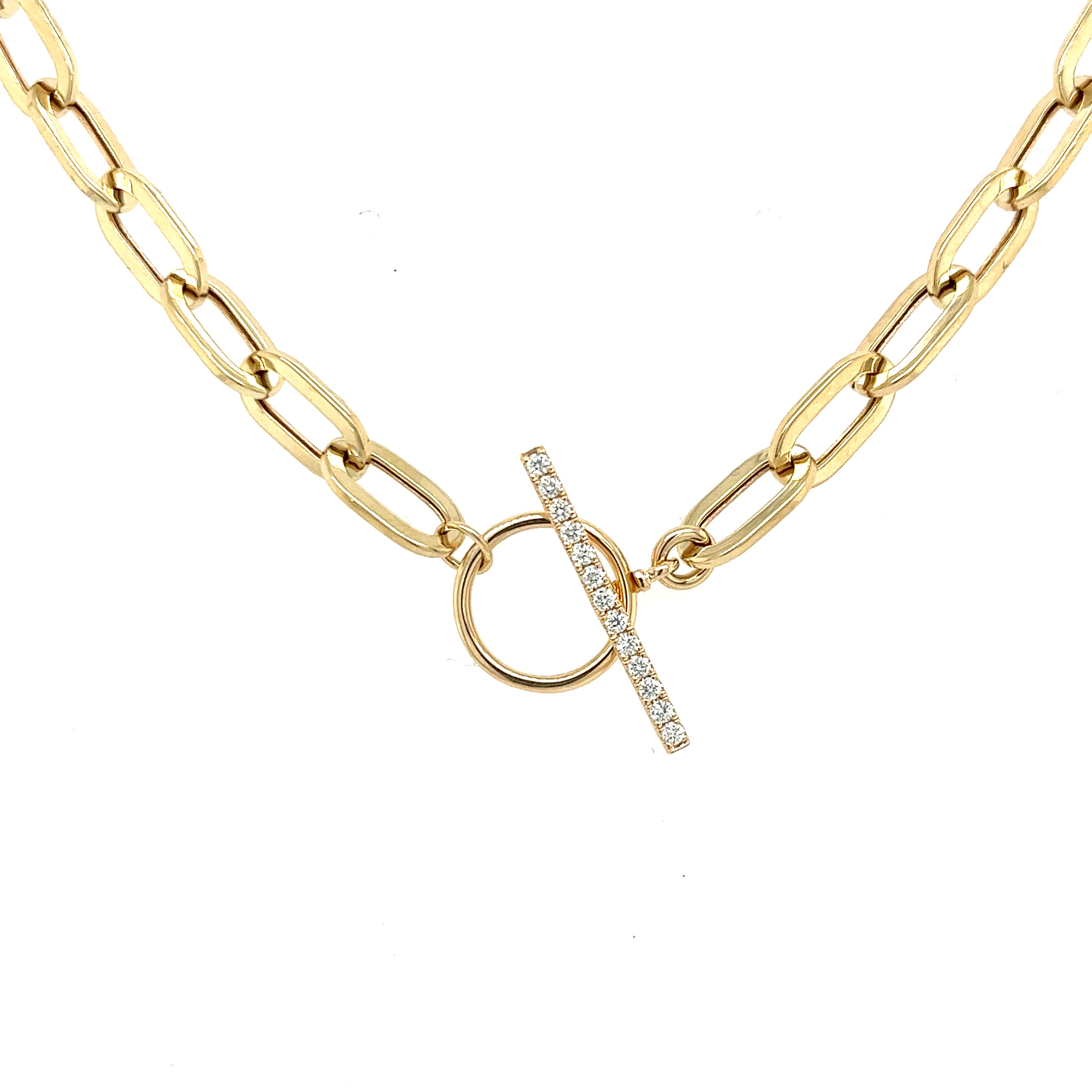 14K Yellow Gold Paperclip Diamond Pendant