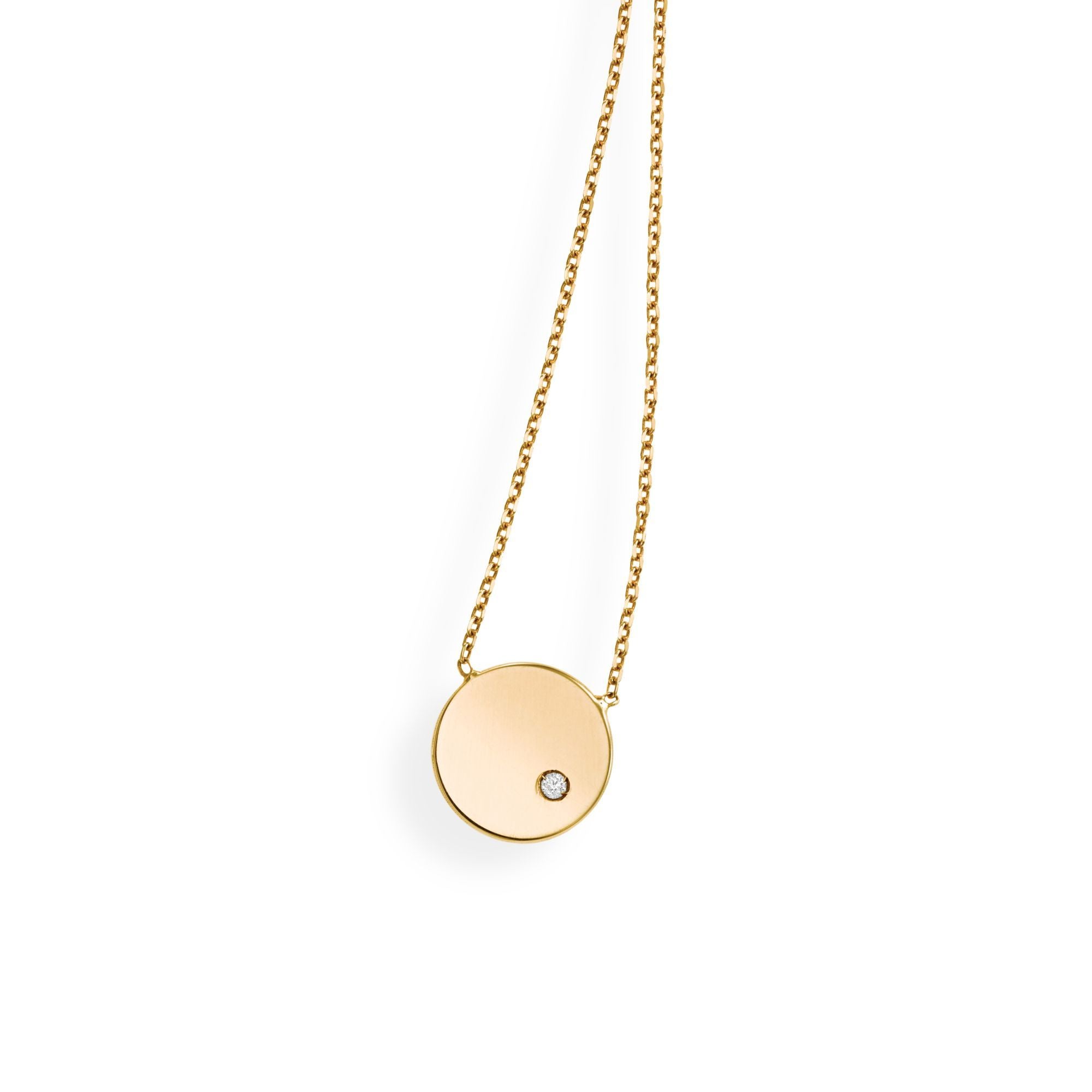 14K Yellow Gold Circle Diamond Pendant