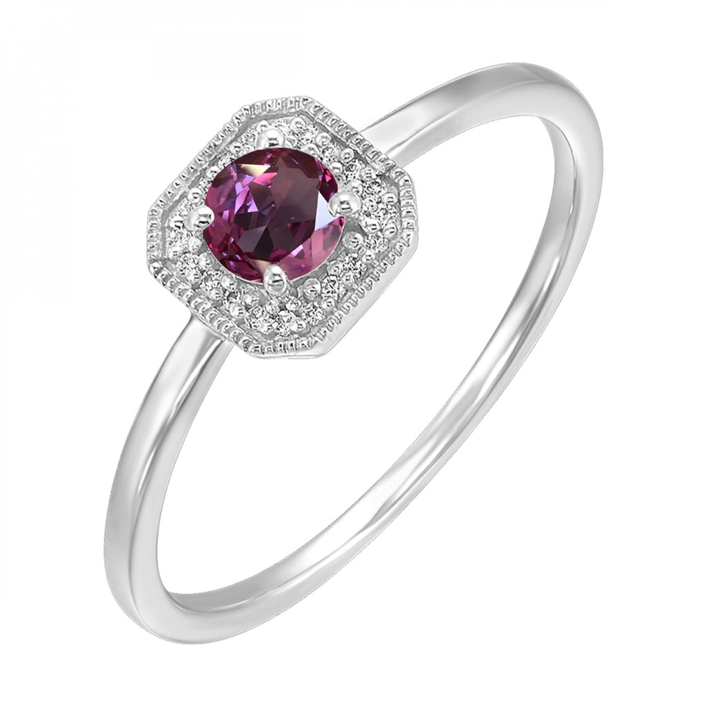 10K White Gold Created Alexandrite Ring