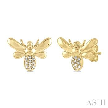 10K Yellow Gold Button Diamond Earrings