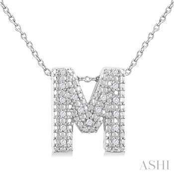 Sterling Silver Bubble Initial Diamond Pendant