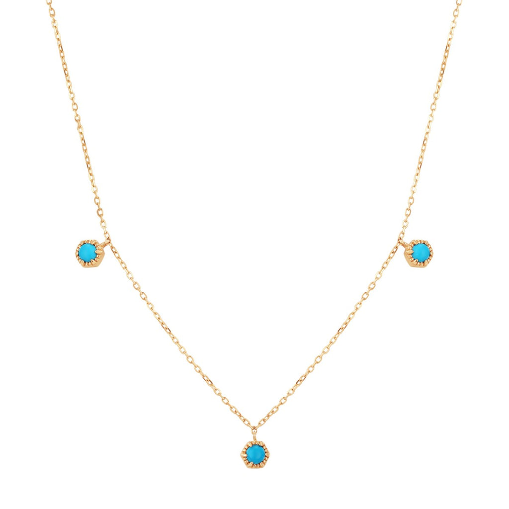14K Yellow Gold Turquoise Necklace