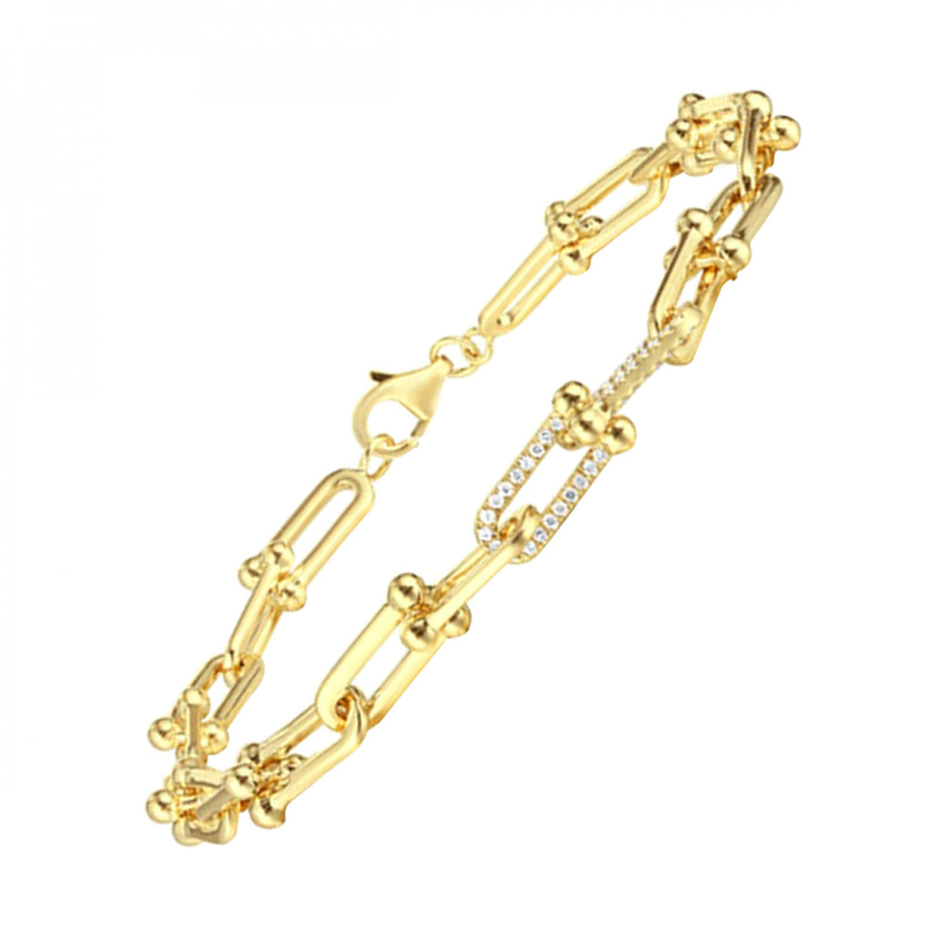 14K Yellow Gold Diamond Paperclip Bracelet