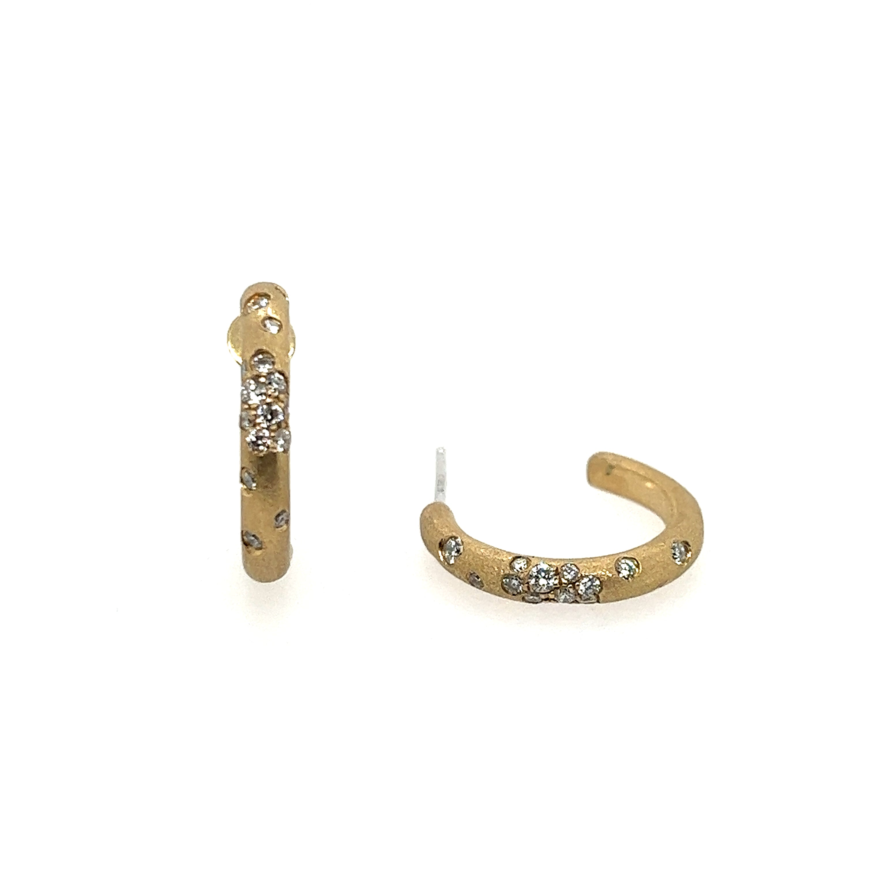14K Yellow Gold Medium Hoop Diamond Earrings - Dilamani