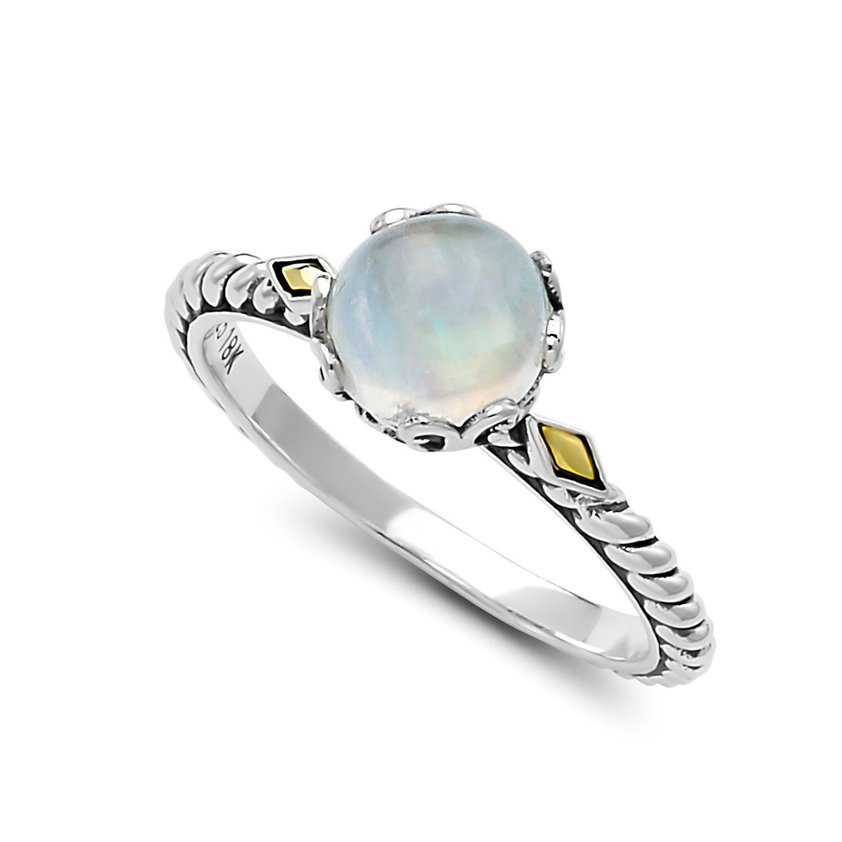 Sterling Silver And 18K Yellow Gold Moonstone Ring