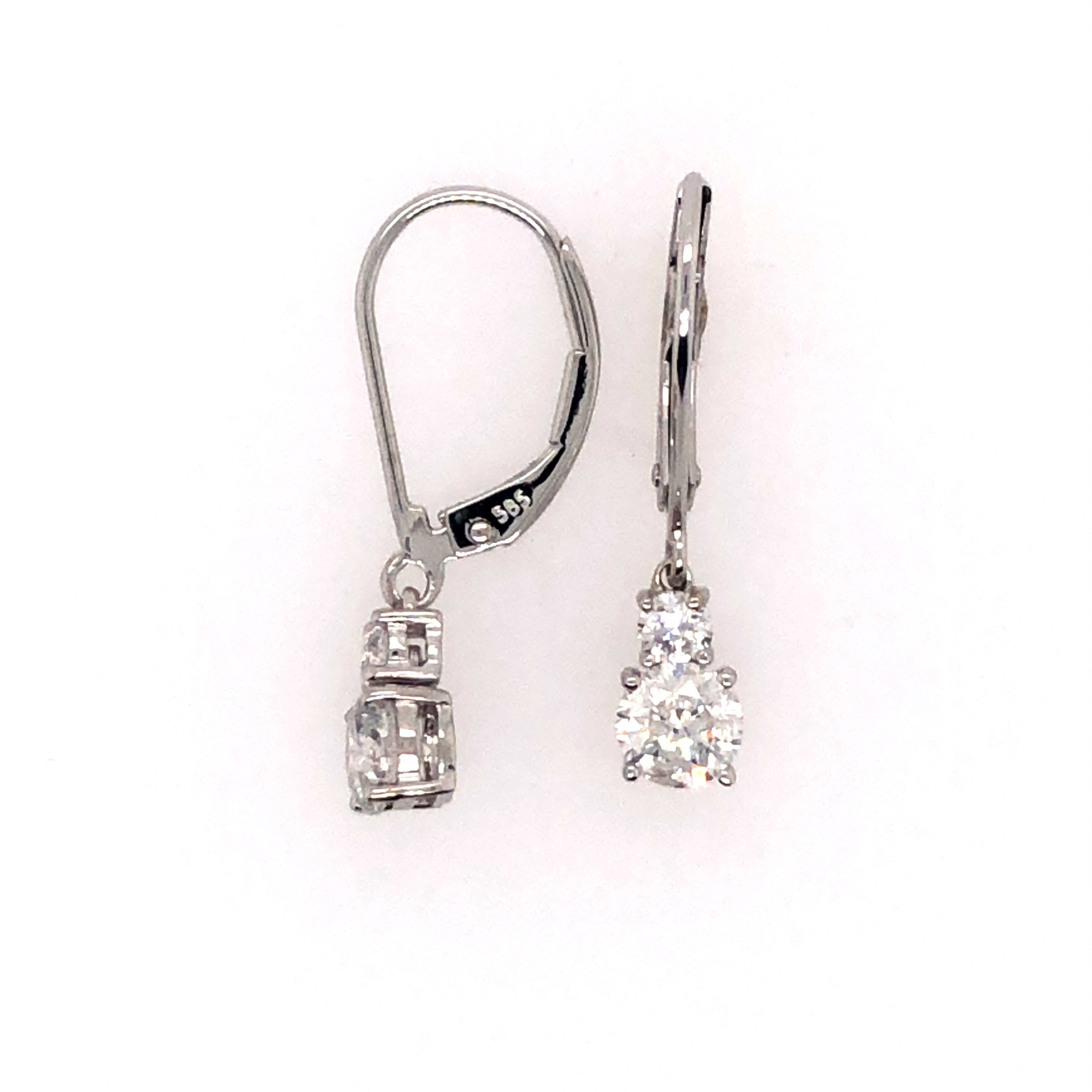 14k White Gold Dangle Lakeshore Diamond Earrings