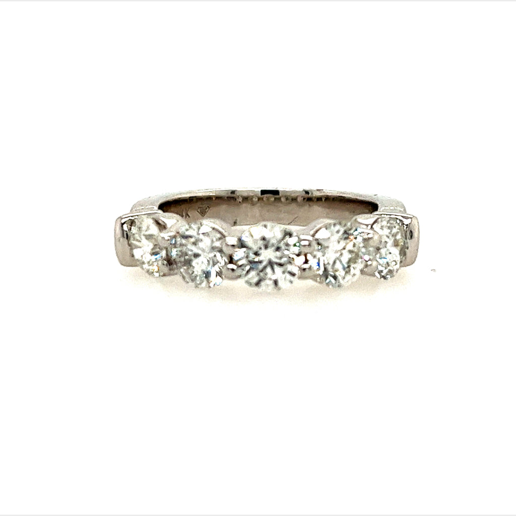 14k White Gold 5 Stone Diamond Anniversary Ring