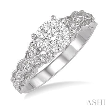 14k White Gold Lovebright Round Diamond Engagement Ring