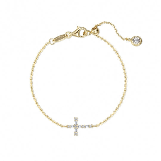Gold Plated CZ Cross Bracelet