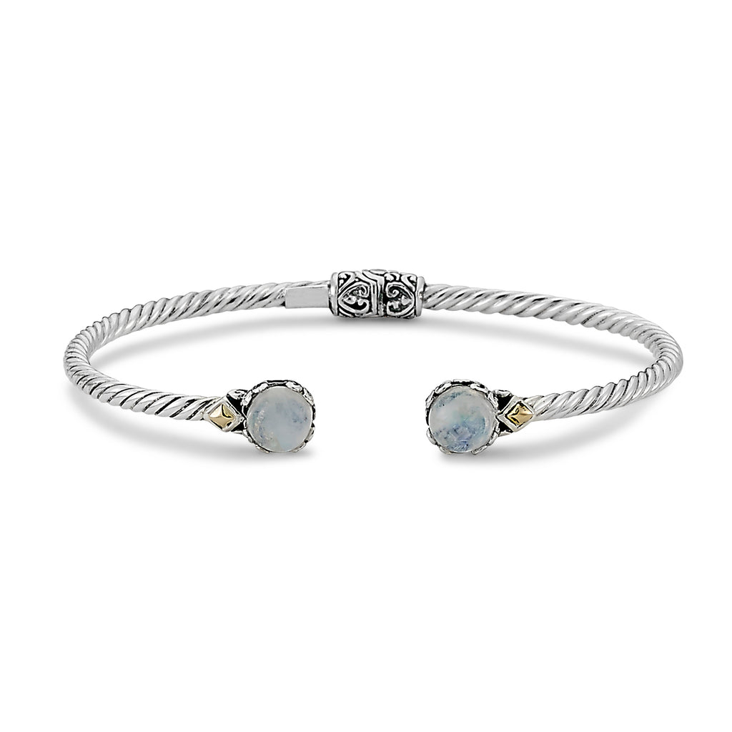 Sterling Silver And 18K Yellow Gold Moonstones Bracelet