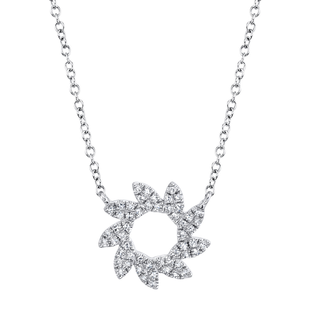 14k White Gold Flower Diamond Pendant