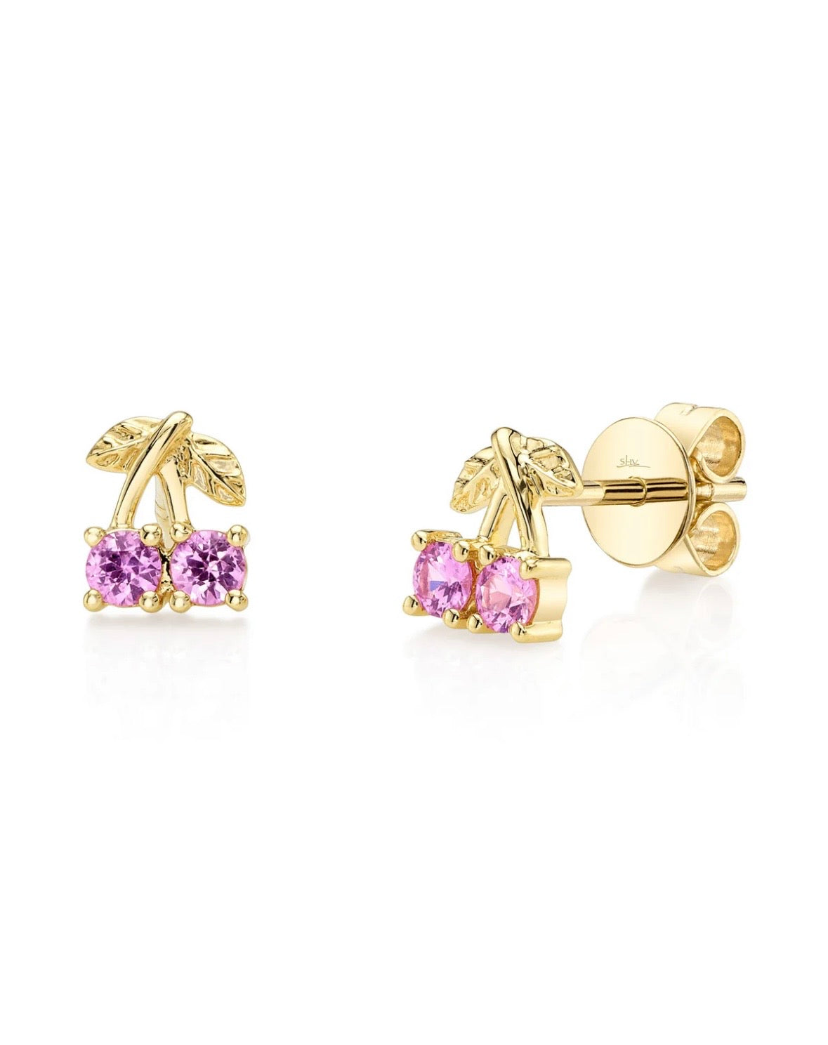 14 Karat Pink Sapphires Button Earrings