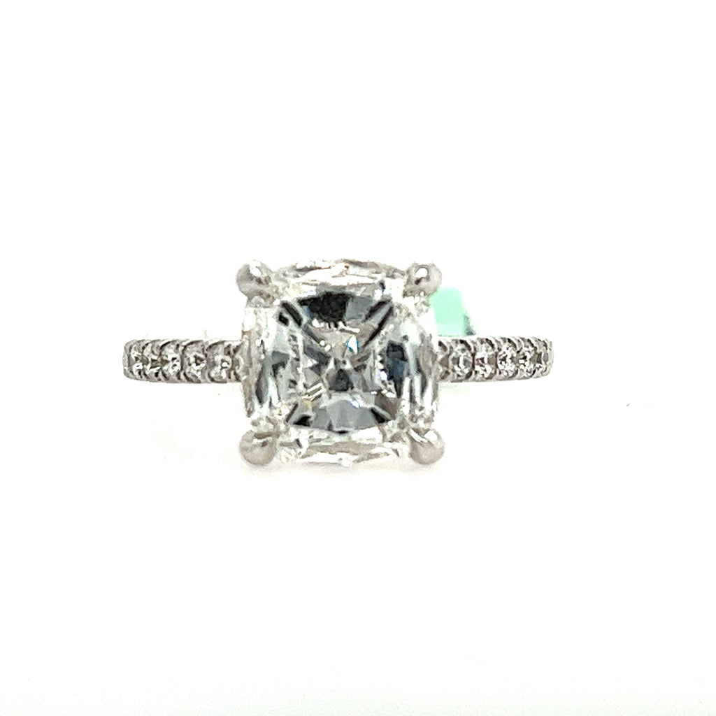 18k White Gold Cushion Diamond Engagement Ring