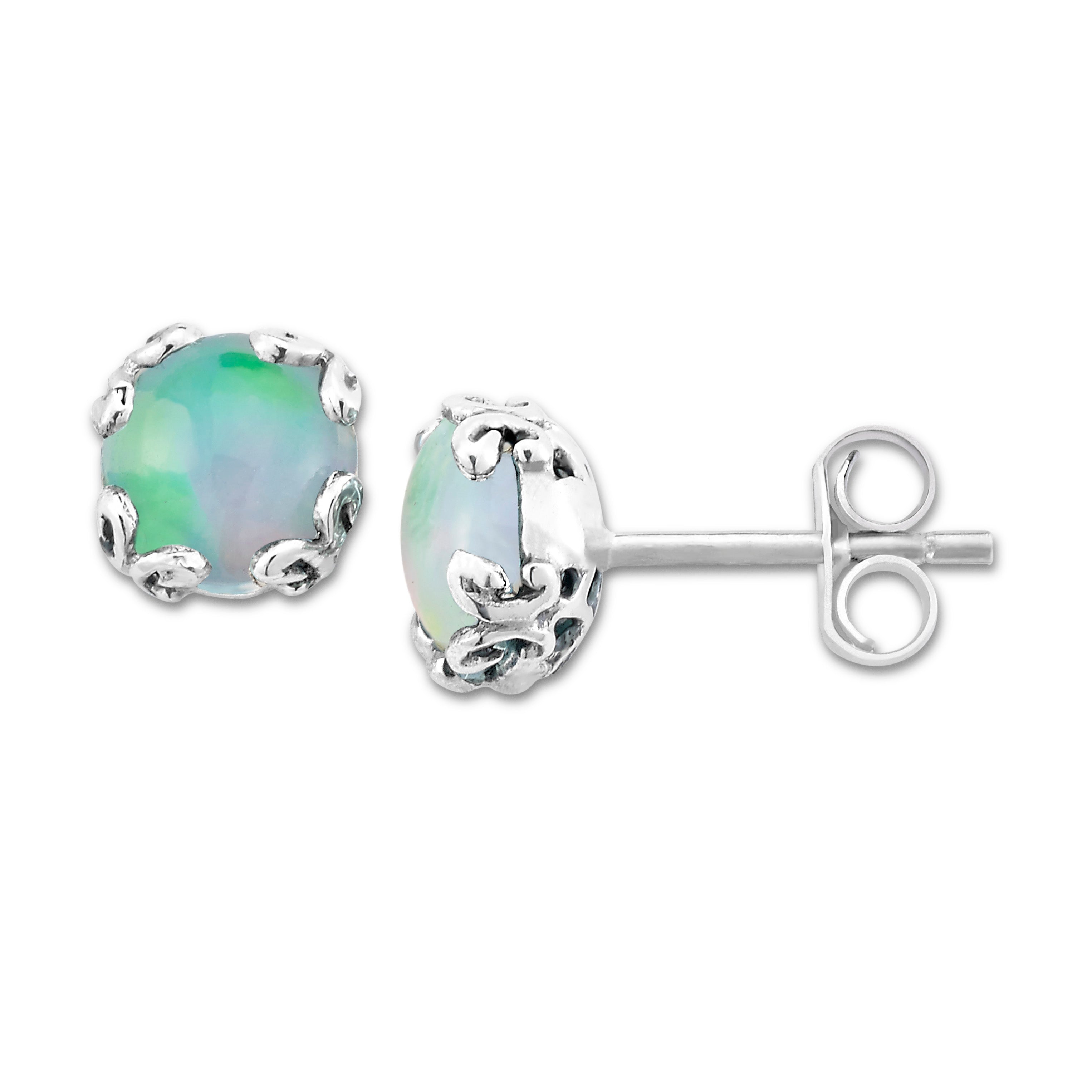 Sterling Silver Opals Earrings