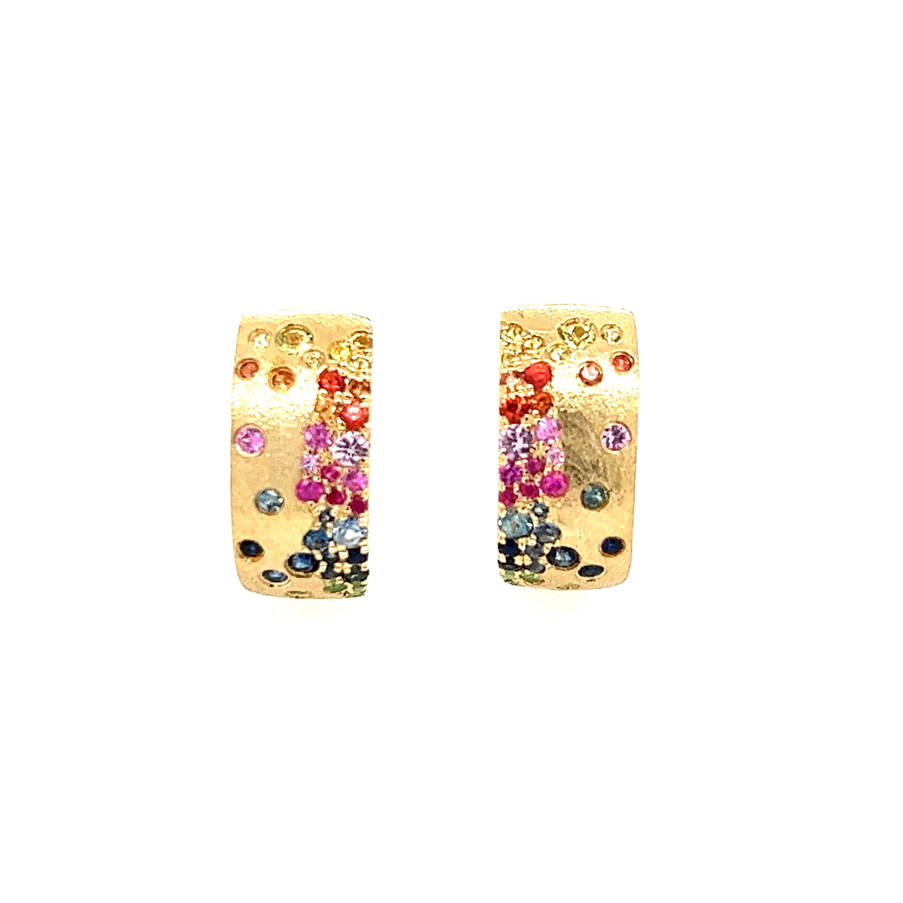 14K Yellow Gold Sapphire Huggie Earrings - Dilamani