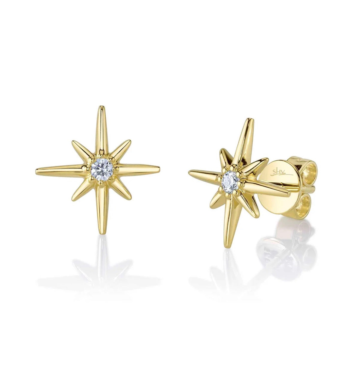14K Yellow Gold Button Diamond Earrings
