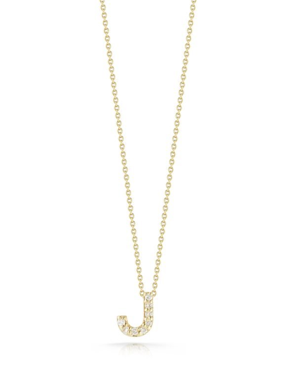 18K Yellow Gold Letter J Diamond Necklace
