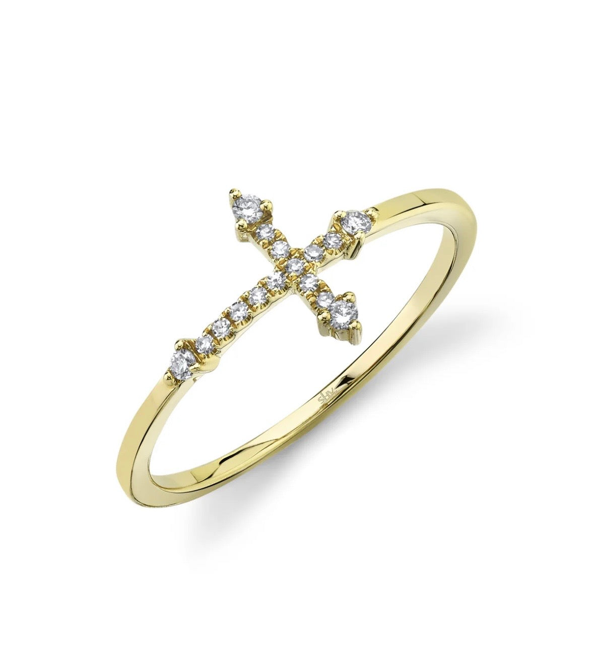 14 Karat Cross Diamond Ring