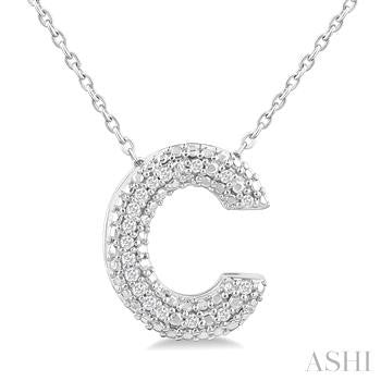 Sterling Silver Bubble Initial Diamond Pendant